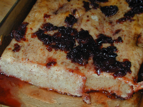 Lemon Cake with Cherry Sauce