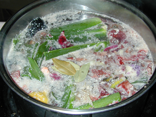 Fish Stock: salmon and vegetables