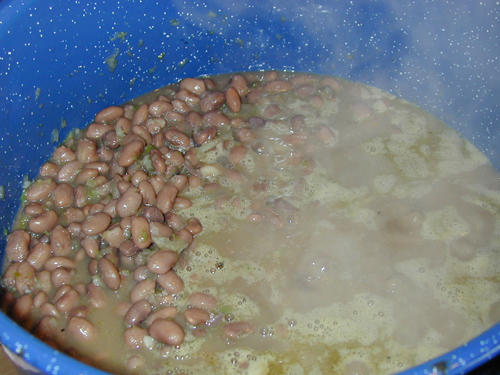 Refried beans cooking