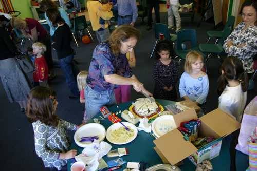 Cutting the birthday cake