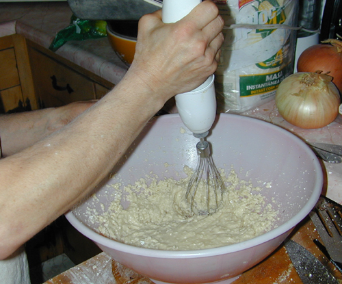 Making frosting closeup