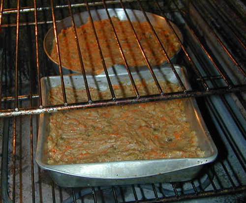 Carrot cakes in the oven