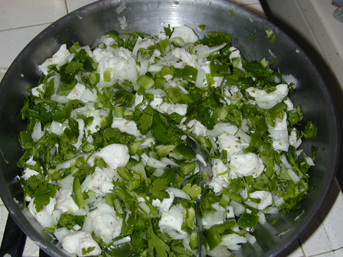 Ceviche with herbs added