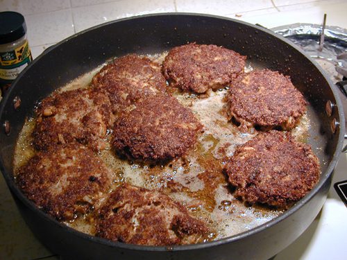 Crab cakes all fried up and ready to eat
