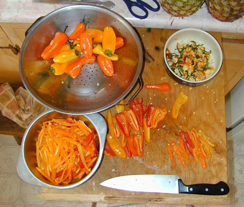 Cutting peppers