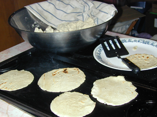 Tortillas being cooked