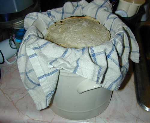 Tortillas in crock
