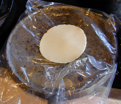 Tortillas being pressed