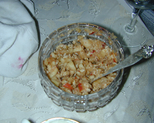 Charoset on the seder table