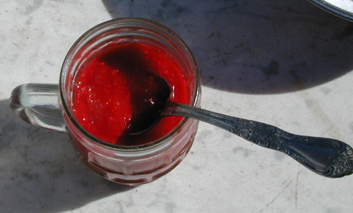 Raspberry slushie close up