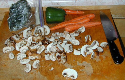Stew ingredients on the board