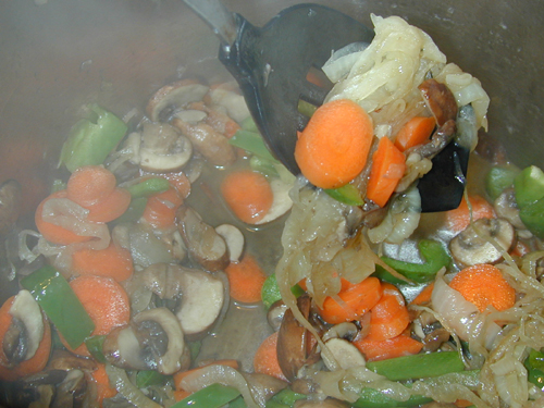 Stew ingredients in the pot