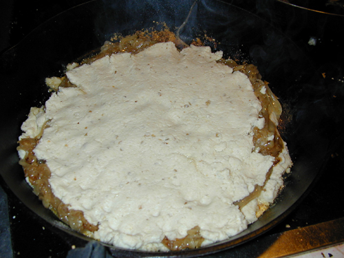 The top of masa over the pie