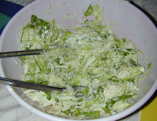 Finished coleslaw in a bowl
