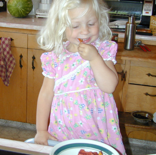 Miriam enjoying dried fruit