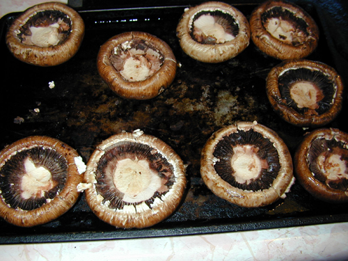 Crimimi mushroom caps ready for baking