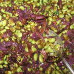 Edamane salad with roasted red cabbage