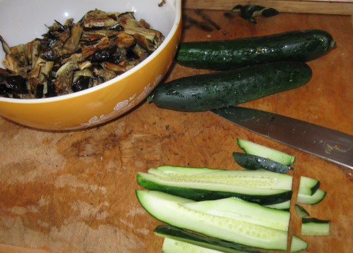 Cutting cucumbers