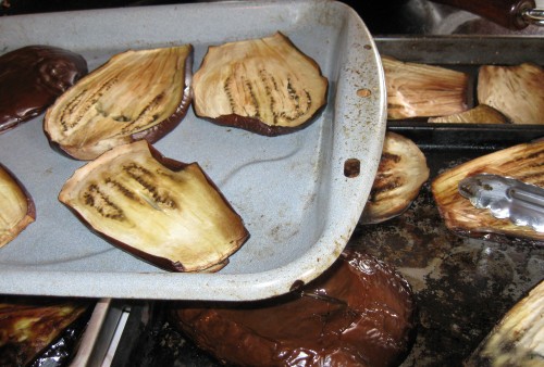 Roasted eggplant slices