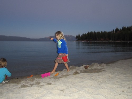 Miriam at the beach by moonlight