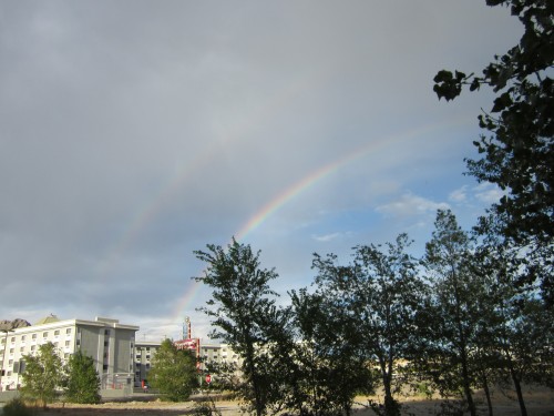 Double rainbow over the park at West Wendover, NV