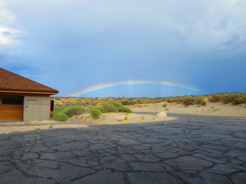 Rainbow after a brief thunderstorm at Bridgers Bay Beach on Antelope Island, UT