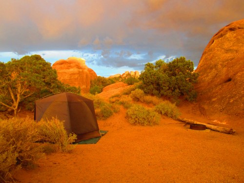 Our campsite just before the thunderstorm hit