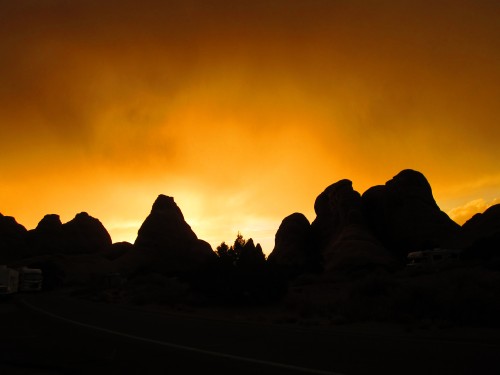 View from our campsite at sunset