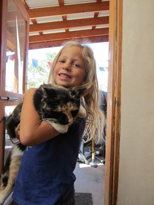 Miriam with Bella the cat, Taos, NM