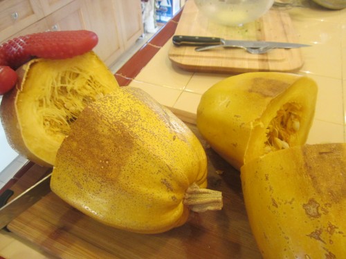 Spaghetti squash out of the oven