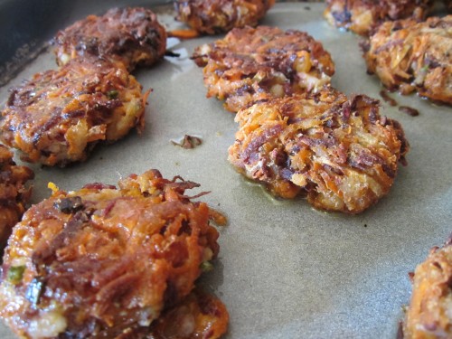 Latkes fresh out of the oven